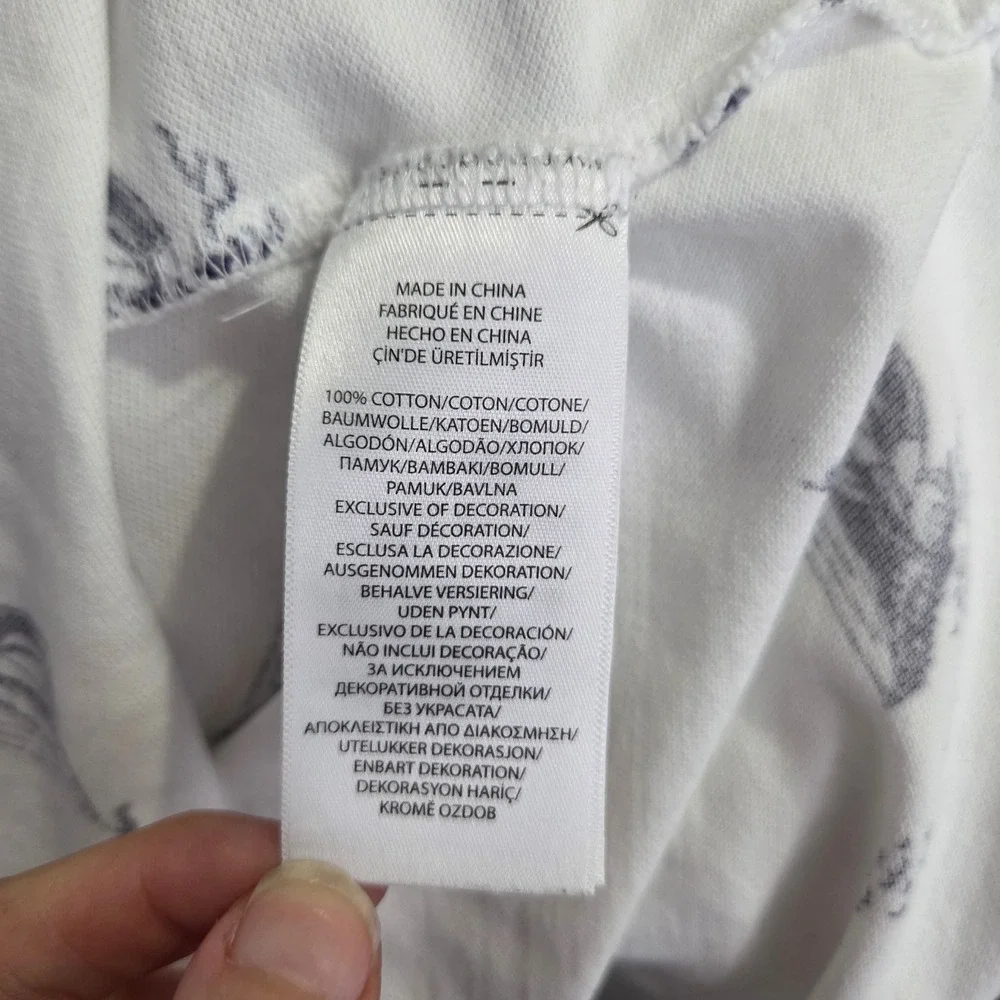 Ralph Lauren Knit Oxford Mens XLT Sailboat Print White Cotton Polo‎ Preppy Yacht